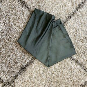 J.Crew Satin Pull-on Slip Skirt, Slate Green